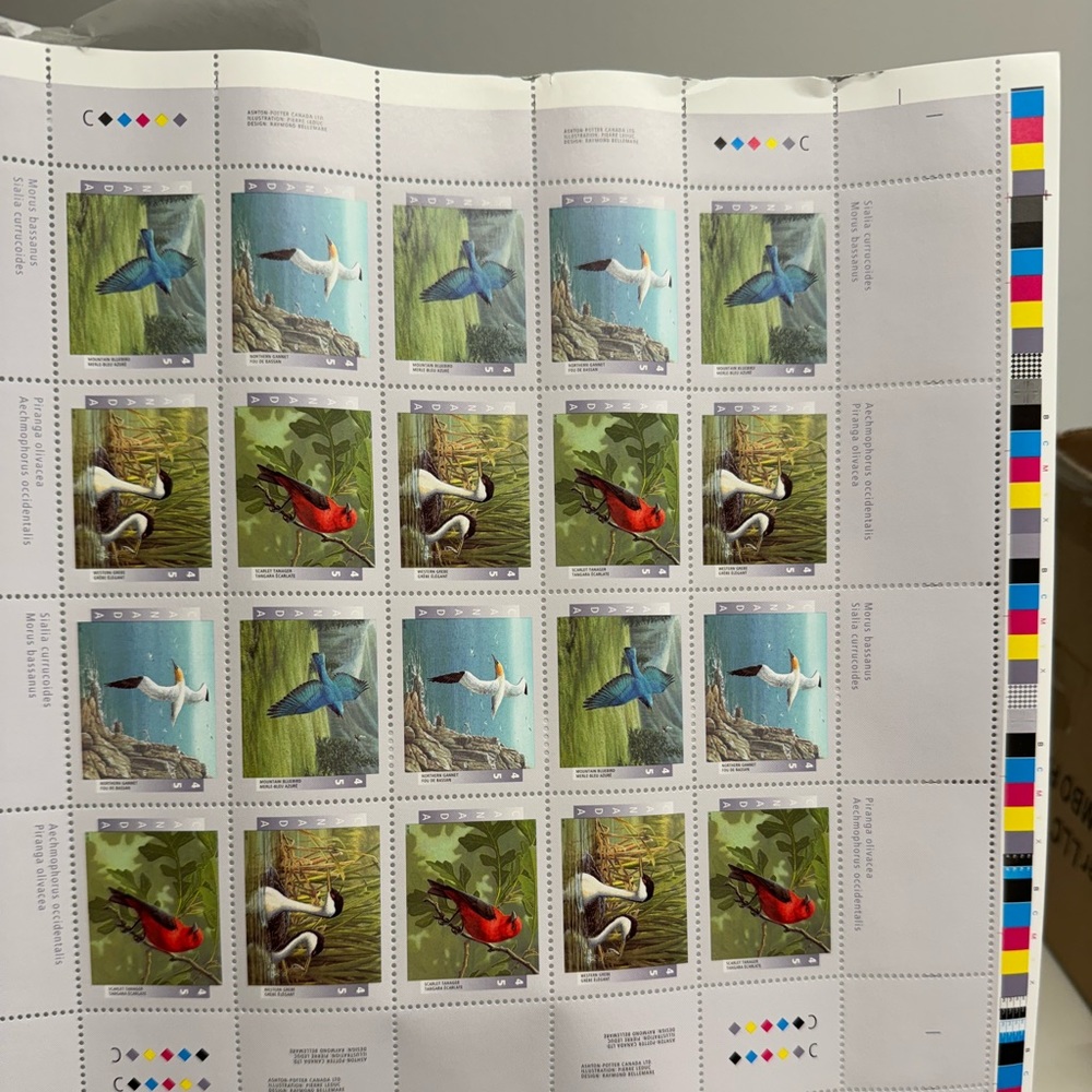Canada Stamps - 1997 Birds of Canada unsigned and uncut press sheet